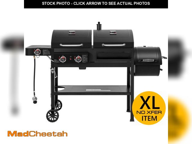 Lot 74-14306512 - Royal Gourmet 2-Burner Propane Gas and Charcoal Combo Grill with Offset Smoker Side Burner in Black ...