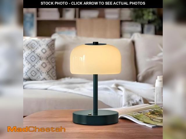 Lot 74-12127352 - PORTRES Cordless Table Lamp Rechargeable Battery Operated Mushroom lamp Opal Glass Shade 3 Way Dimma...