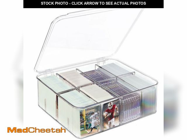 Lot 74-14272771 - sunoyar Clear Plastic Trading Card Storage Box with Dividers, Holds 2000+ Loose Cards, Toploader Org...
