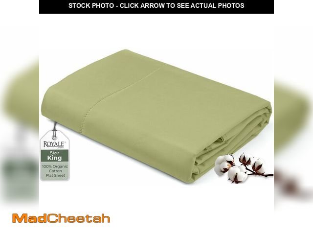 Lot 74-13574124 - Royale Linens 100% Organic Cotton King Flat Sheet Only - Super Soft - Percale Top Sheets - King Flat...