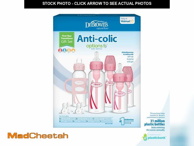 Lot 74-12789543 - Dr. Brown's Natural Flow Anti-Colic Options+ First Year Baby Bottle Gift Set, Pink, BPA free, 0m+ - ...