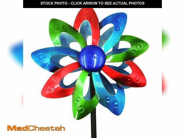 Lot 74-12972732 - Gronhof Garden Wind Spinners, Dual-Sided Colorful Metal Windmill 13" Dia*55" Height Wind Sculptures ...