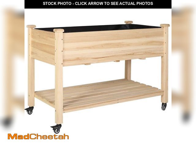 Lot 74-14256911 - VEIKOUS 48 in. x 24 in. x 33 in. Cedar Wood Raised Garden Bed with Lockable Wheels, Liner - UNUSED