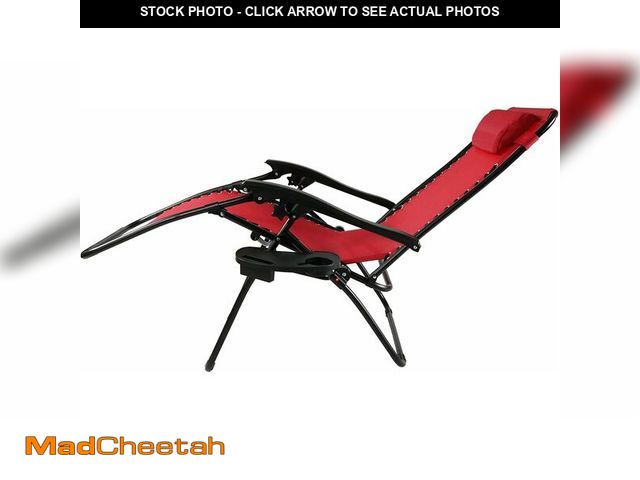 Lot 74-14342342 - Sunnydaze Outdoor XL Zero Gravity Lounge Chair with Pillow and Cup Holder Folding Patio Lawn Recline...