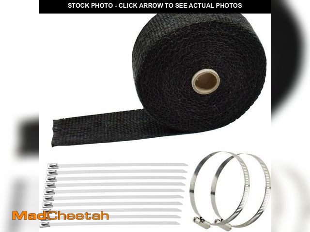 Lot 74-14044106 - 2" x 50' Titanium Exhaust Heat Wrap for Motorcycle Car,Fiberglass Exhaust Header Wrap Tape with Stai...