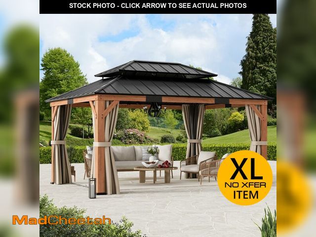 Lot 74-14611123 - Modern Shade Wood Gazebo 12x16 with Double Galvanized Steel Roof - UNUSED