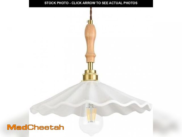 Lot 74-12524841 - CQRYBHSD E26 Base Single-Head Hanging Light, Pleated Ceramic Pendant Lamp, Modern Industrial Style P...