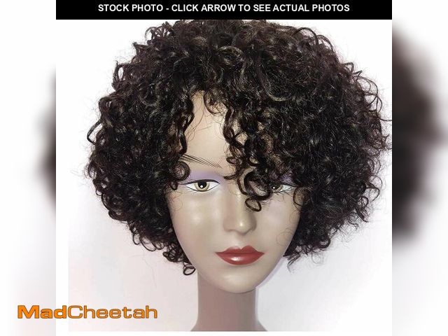 Lot 74-12710149 - Brazilian Kinky Curly 10 Inch Human Hair Wigs for Black Women - Wear and Go Glueless Short Wig with ...