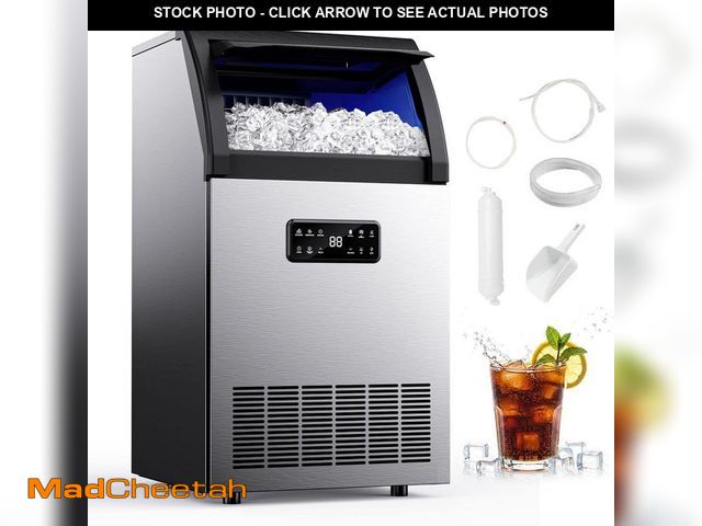 Lot 74-14306872 - SIMZLIFE 17 in. 100 lb. / 24H Full Ice Sizes Built-In/Freestanding Commercial Ice Maker in Stainless...