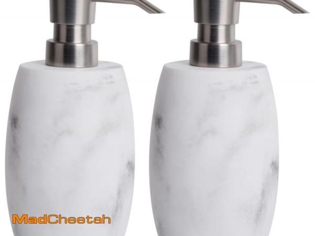 Lot 74-12434439 - Clasin Home Resin Soap Dispenser Set 2, Refillable Hand Soap Dispenser with White Marble Look and Me...