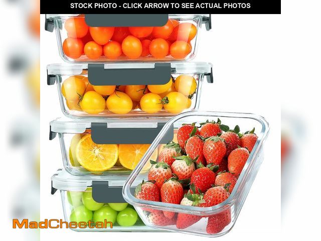 Lot 74-12713817 - KOMUEE 30 oz 5 Pack Glass Meal Prep Containers, Glass Storage Containers with Lids - Dishwahser, Mic...