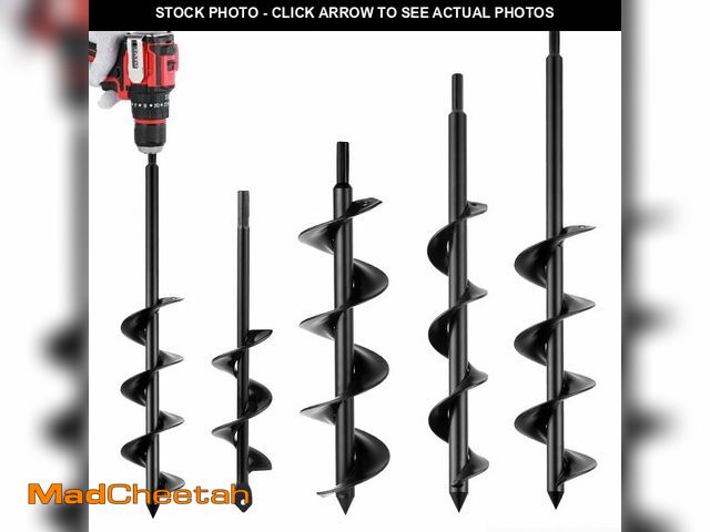 Lot 74-13439749 - ERYTLLY Bulb Planter, Auger Spiral, 1.6 * 9+3 * 12+2 * 14.5+3 * 17.5 inch Garden Planter Tool 3 Sets...