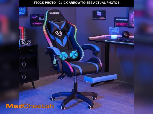 Lot 74-12513221 - HOFFREE Gaming Chair with Massage and LED RGB Lights Ergonomic Computer Chair with Footrest High Bac...