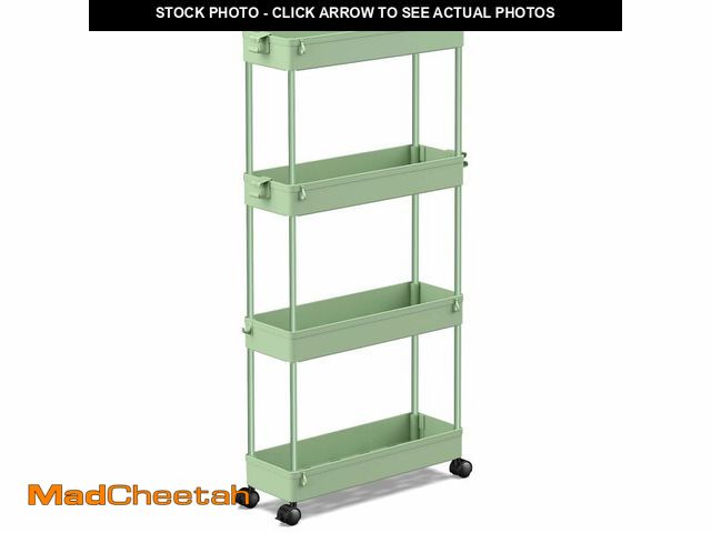 Lot 74-14272563 - SPACEKEEPER Slim Rolling Storage Cart 4 Tier Bathroom Organizer Utility Cart Mobile Shelving Unit To...