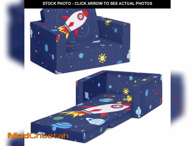 Lot 74-12835194 - Delta Children Cozee Flip-Out Chair - 2-in-1 Convertible Chair to Lounger for Kids, Space - USED