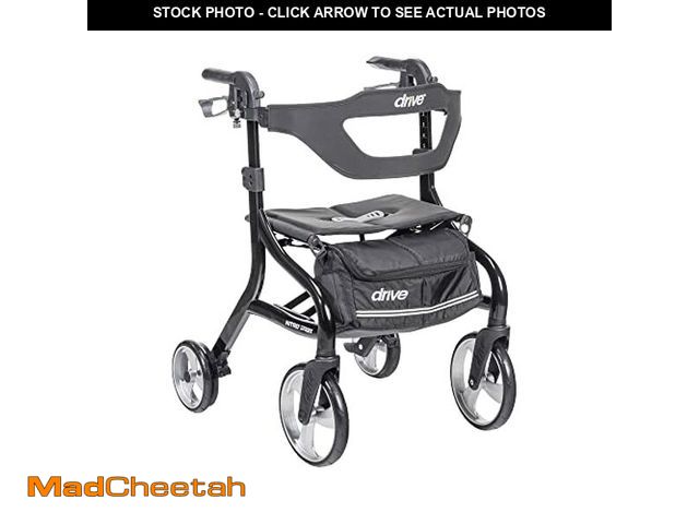 Lot 74-12828824 - Drive Medical Nitro Sprint Foldable Rollator Walker with Seat, Standard Height Lightweight Rollator ...