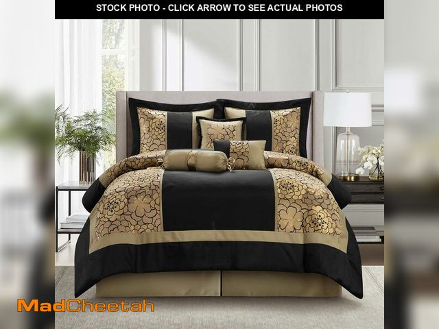 Lot 74-12633362 - Stratford Park Black and Gold Comforter Sets,Bed Size California King, 7 Piece, Home Decor, Premium ...