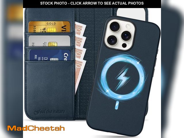 Lot 74-12442185 - SHIELDON Case for iPhone 16 Pro Max 5G, Genuine Leather 2 In 1 Wallet Kickstand RFID Blocking Card H...