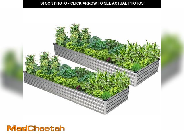 Lot 74-13835815 - Easllre 2PCS 10x3x1ft Galvanized Raised Garden Bed Kit, Galvanized Planter Raised Garden Boxes Outdo...