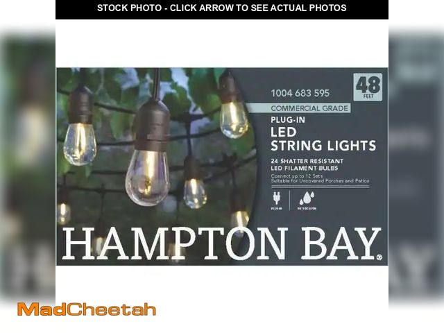 Lot 74-12519105 - Hampton Bay 24-Light 48 Ft Plug-in Indoor/Outdoor String Light S14 LED Bulbs - UNUSED