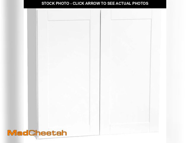 Lot 74-12893133 - Hampton Bay Shaker 36 in. W x 12 in. D x 36 in. H Assembled Wall Cabinet in Satin White - UNUSED