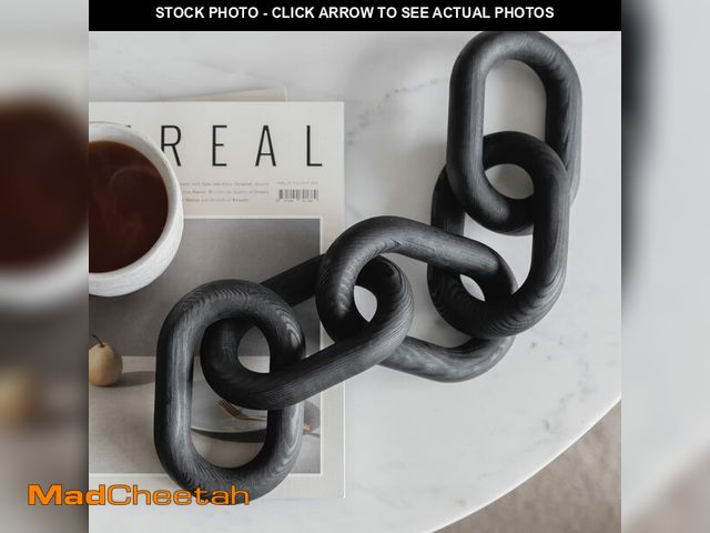 Lot 74-14212325 - PEAKOLY Wood Chain Link Decor - Modern Coffee Table Decor Items, Black Chain Decor for Coffee Table,...