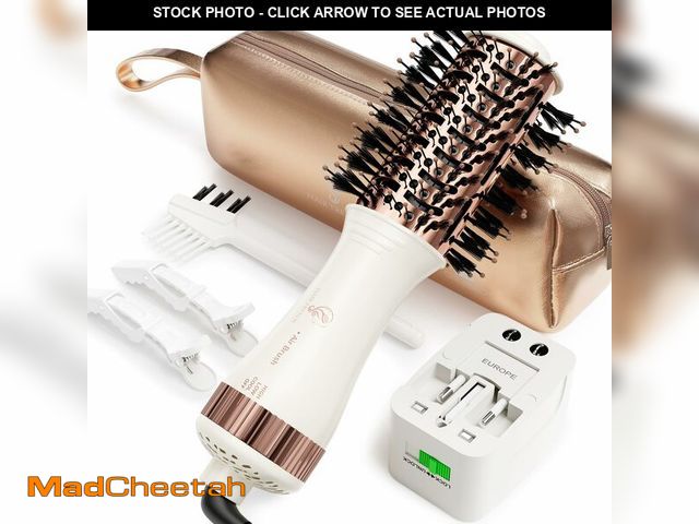 Lot 74-14273325 - Travel Blow Dryer Brush in one, Dual Voltage 120V-240V Mini Hot Air Brush, Hair Trends Nano Titanium...