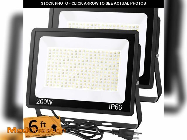 Lot 74-14376952 - 200W LED Flood Light Outdoor with 6ft Plug, 24000LM Brighter Exterior Security Lights, 5000K Dayligh...