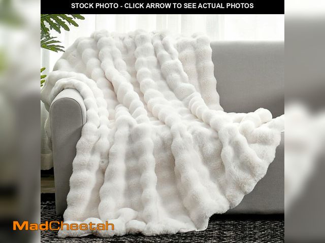 Lot 74-13623542 - Cozy Bliss Faux Fur Throw Blanket for Couch, Fuzzy Soft Plush Thick Bubble Blanket for Sofa Bedroom ...