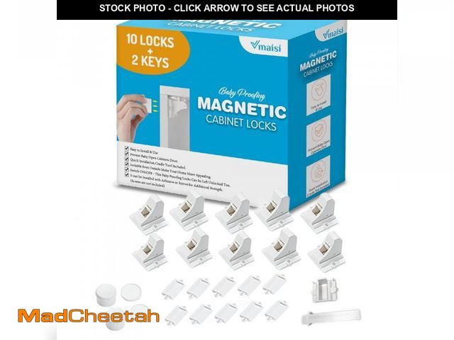 Lot 74-12122816 - Vmaisi Adhesive Magnetic Locks for Cabinets &amp; Drawers (10 Locks and 2 Keys) - USED