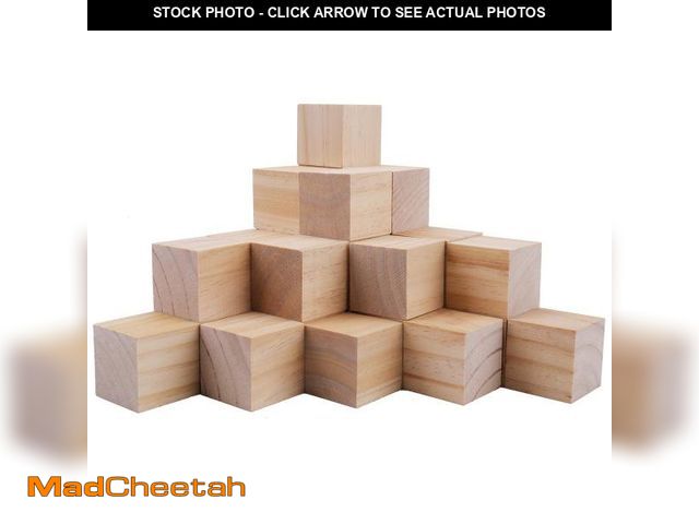 Lot 74-11557881 - Tosnail 30 Pack 2 Inches Unfinished Wooden Cubes Wooden Blocks - Great for Crafts Making - UNUSED