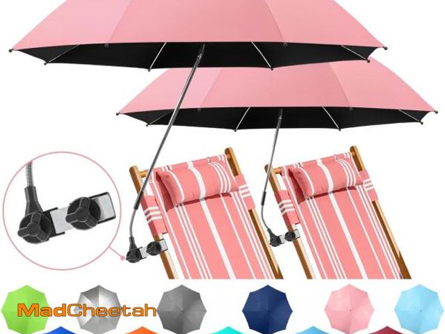 Lot 74-12044138 - NBtoUS 2 PACK Chair Umbrella with Clamp, 360  degree Adjustable, UPF50+ Sunshade for Beach Chair, Pa...
