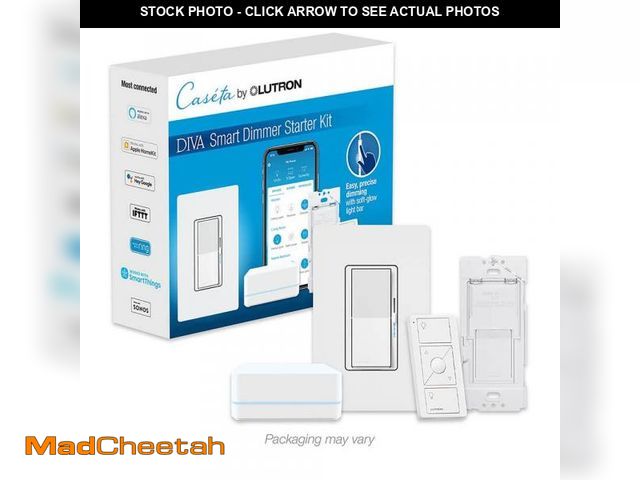 Lot 74-12531494 - Lutron Diva Smart Dimmer Switch Starter Kit for Caseta Smart Lighting, with Smart Hub + Pico Remote,...