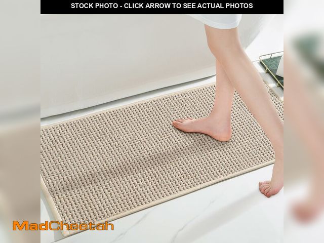 Lot 74-12451050 - Bathroom Rug Beige Bath Mat: 20x48 Chenille Non Slip Washable Absorbent Bathmat Small Soft Thin Quic...