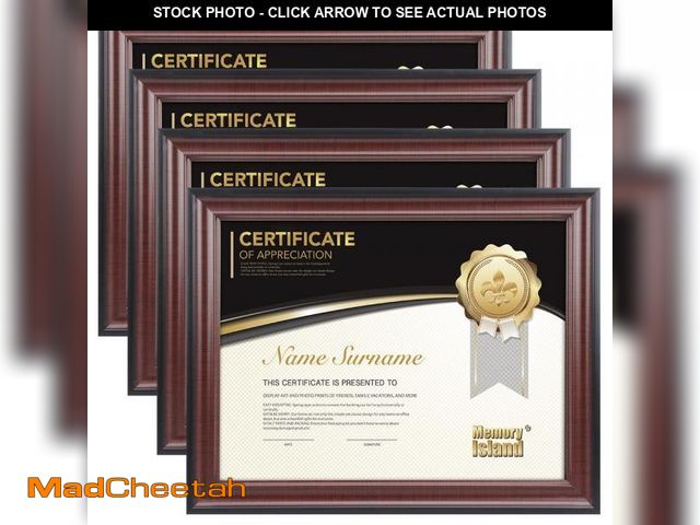 Lot 74-12310051 - Memory Island 8.5x11 Document frames,Real Glass Fronts, 4 Pack Certificate Frames for Wall Or Tablet...