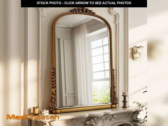 Lot 74-12677881 - BEAUTYPEAK 32"x 24" Arched Vanity Mirror Decor Wall Mirror for Bathroom,Antique Gold - UNUSED