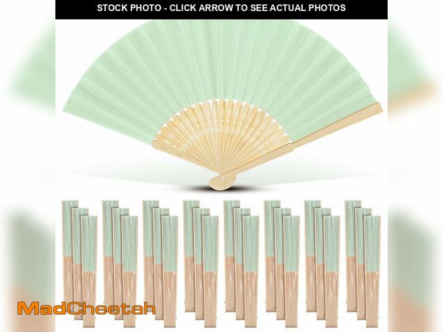 Lot 74-13956286 - Yinkin 24 Pack Folding Fans Bamboo Handheld Folded Craft Hand Japanese Chinese Fans for Weddings Bri...