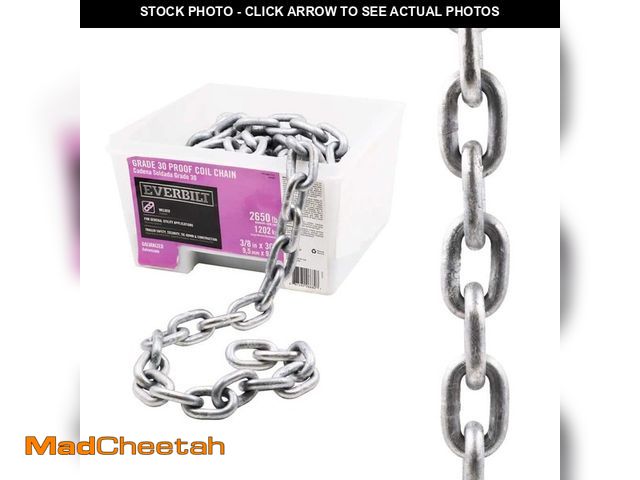 Lot 74-14441645 - 3/8 in. x 30 ft. Grade 30 Galvanized Steel Proof Coil Chain - UNUSED