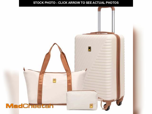 Lot 74-12669285 - Landisun 3 Piece Carry-on Luggage Sets, Hardside Suitcase Set with Spinner Wheels, Portable Travel B...