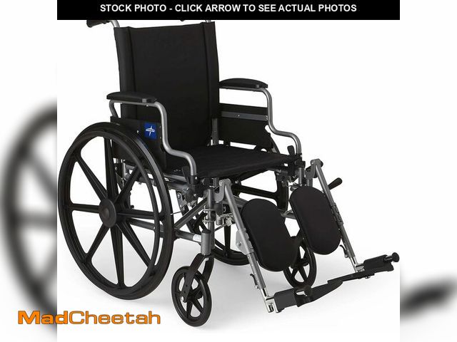 Lot 74-13733870 - Medline Lightweight Wheelchair for Adults With Swing-Back, Desk-Length Arms, Elevating Leg Rests; 18...