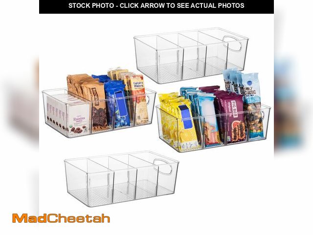 Lot 74-13713408 - ClearSpace Plastic Pantry Bins with Removable Dividers - Kitchen Storage and Organization (4 Pack) -...