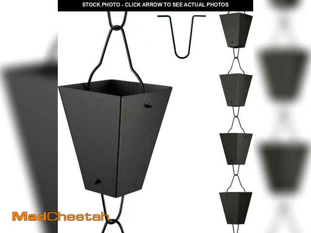 Lot 74-12332452 - TE DEUM Square Link Rain Chain, 8.5 Feet Length, 3.7inch Big Size Cup, Black Powder Coated, Function...