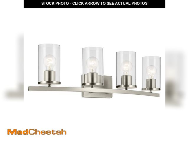 Lot 74-14113649 - KICHLER Crosby 31.25 in. 4-Light Brushed Nickel Contemporary Bathroom Vanity Light with Clear Glass ...