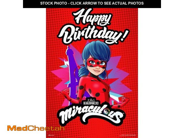 Lot 74-12760357 - Miraculous Ladybug Happy Birthday Banner Party Decoration Cat Noir Cartoon TV Series Movie Ladybug M...