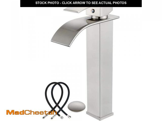 Lot 74-12365364 - MTTCLE Single Handle Waterfall Spout Deck Mount Bathroom Faucet with Drain Kit Included in Brushed N...