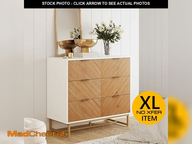 Lot 74-13637634 - Nathan James Enloe Boho 3-Drawer Dresser for Bedroom, Wood Dresser with Deep Drawers, Metal Legs and...