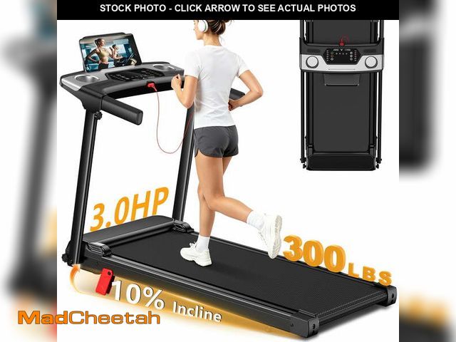 Lot 74-14588602 - Tomile Foldable Electric Treadmill for Home, 3.0 HP Portable Treadmill with Incline for Running Exer...