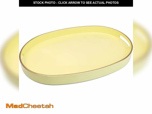Lot 74-14213787 - Spsyrine Yellow Plastic Serving Tray for Ottoman, Coffee Table, Oval Decorative Tray for Entertainin...