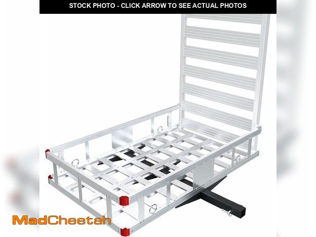 Lot 74-13696234 - Aluminum Hitch Cargo Carrier with Ramp, 50" x 29.5" x 8.7" Trailer Hitch Cargo Carrier Hitchs Mount ...