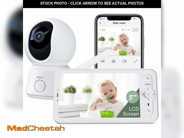 Lot 74-14264575 - ARENTI WiFi Baby Camera Monitor, 5-inch Screen, Smartphone App, Motion Tracking, Timed Detection, En...